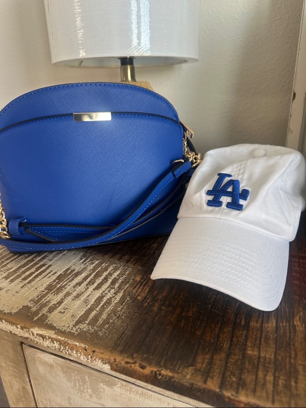 LA Dodger Blue  Crossbody Bag with White LA Baseball Cap 💙 - Picture 10 of 10